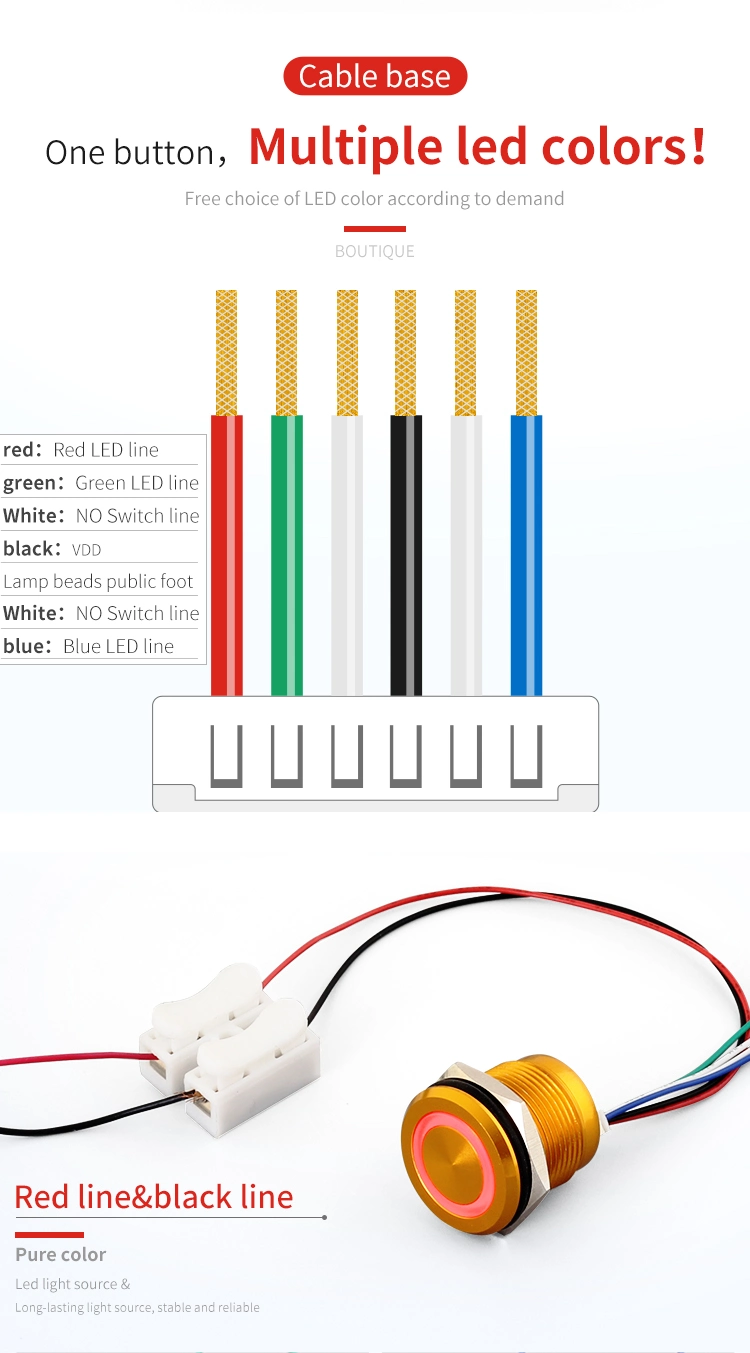 19mm Micro-Stroke Metal Push Button Switch Momentary (Bi-clor LED, Tri-color LED)