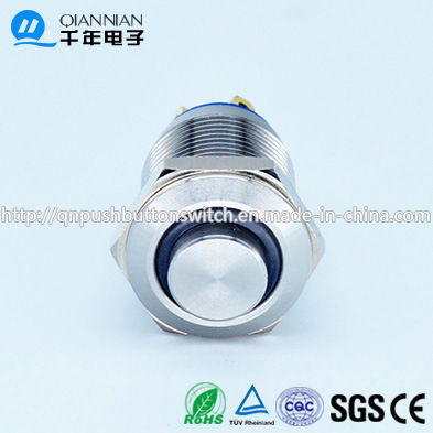 12mm Elevated Head Momentary (NO) Nickel Plated Brass Switch