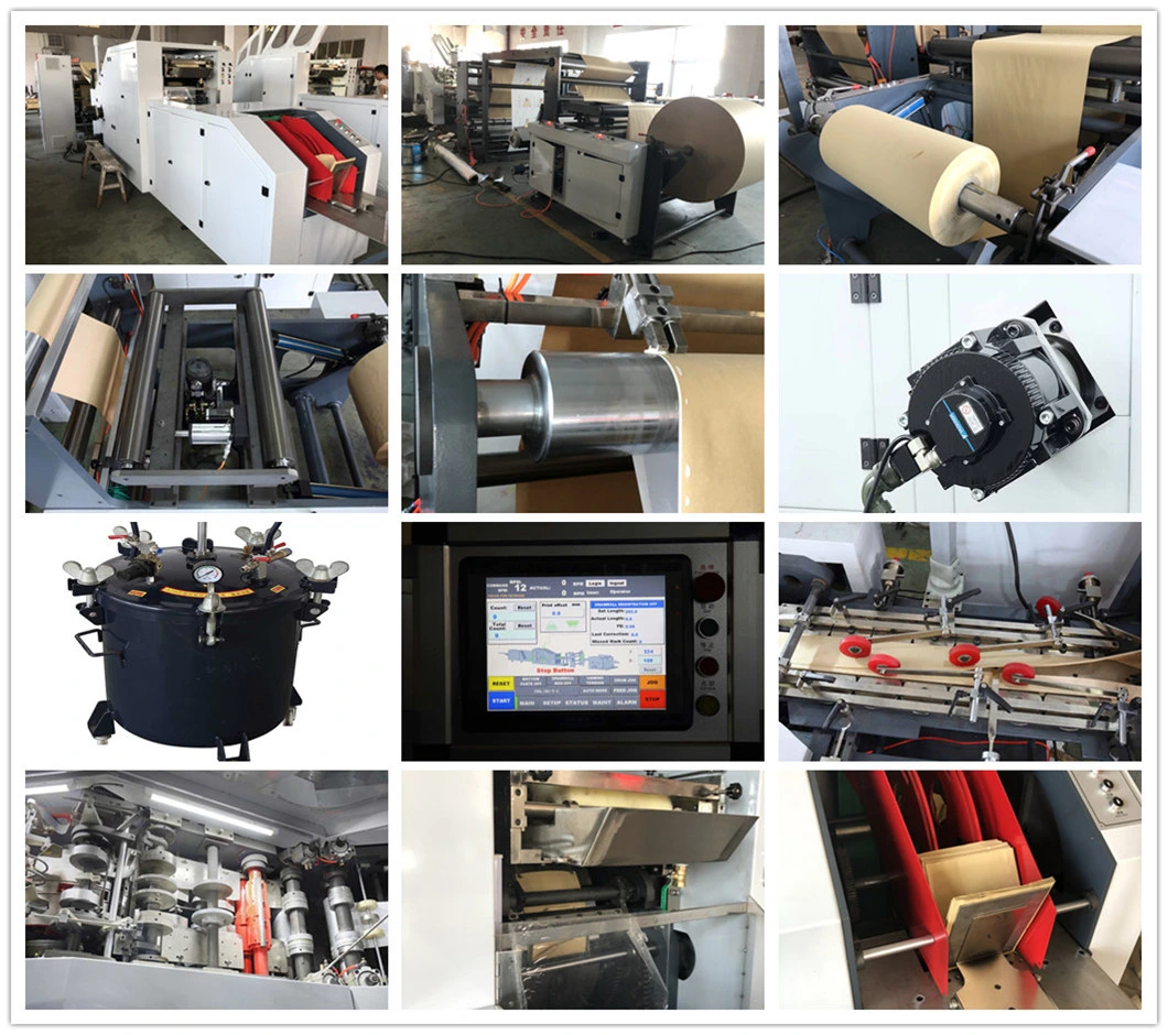 Automatic High Speed Square Bottom Kraft Paper Bag Making Machine with Printing Online for Packing Flour