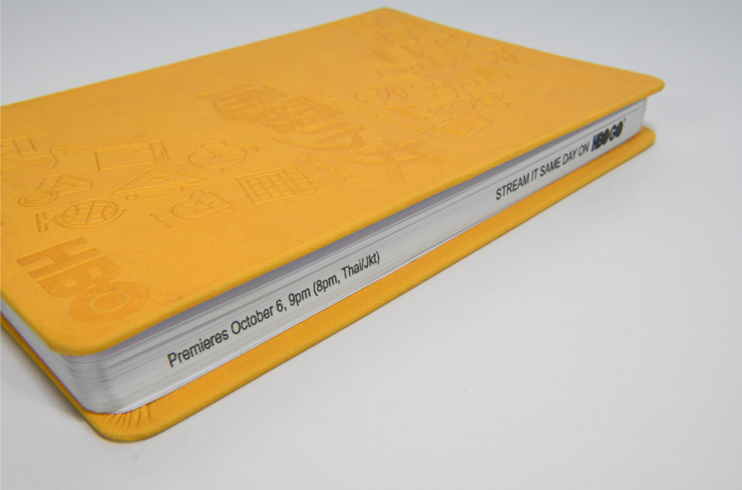 Customized Yellow A5 PU Notebook with Embossed Logo