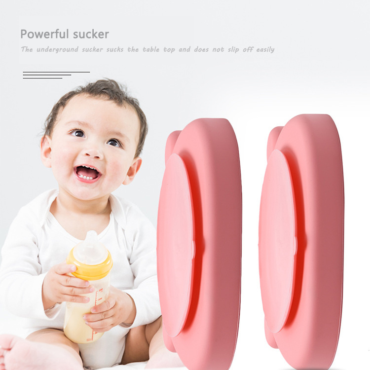 Kids Silicone Dinner Plate Kids Divided Feeding Bowl Set Baby Silicone Suction Plate