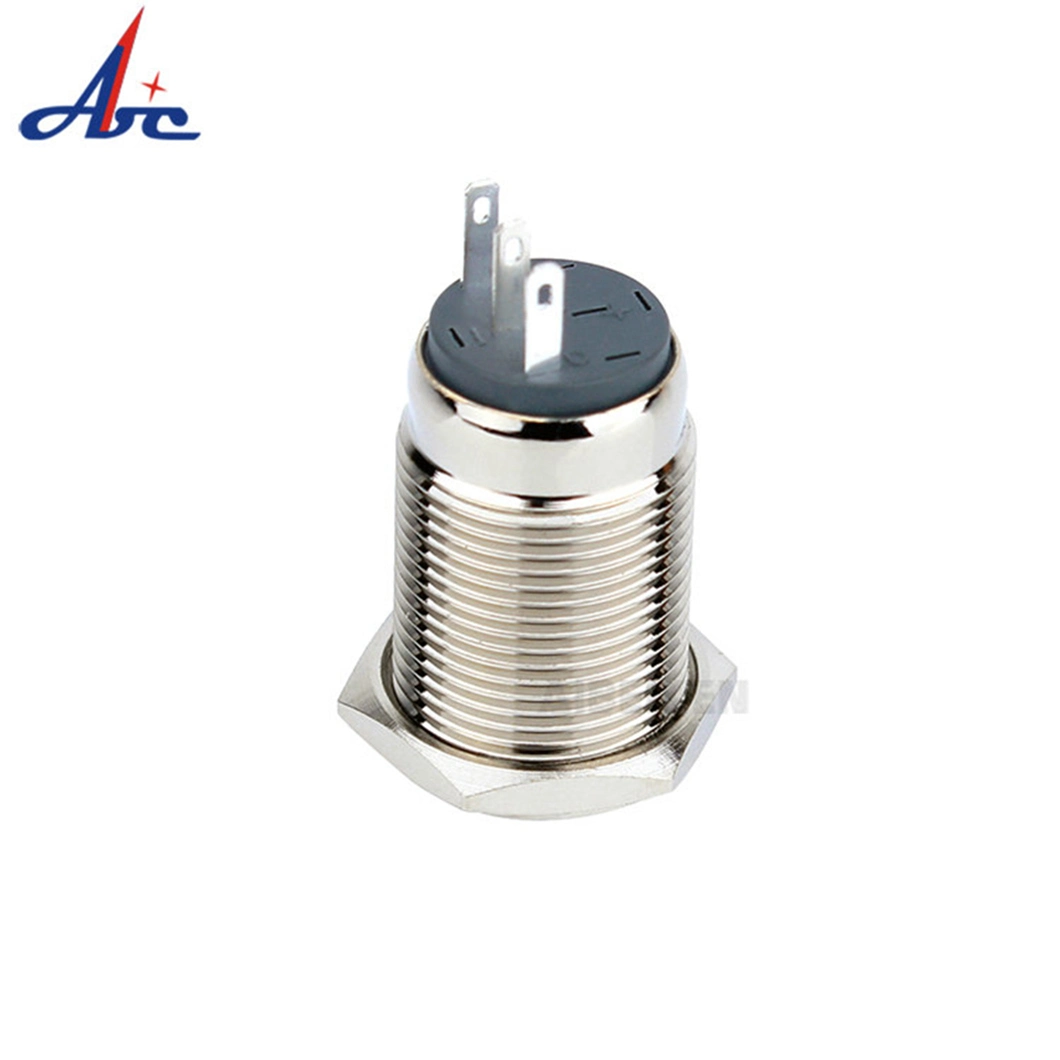 16mm Flat Latching Stainless Steel Metal Waterproof Push Button Switch