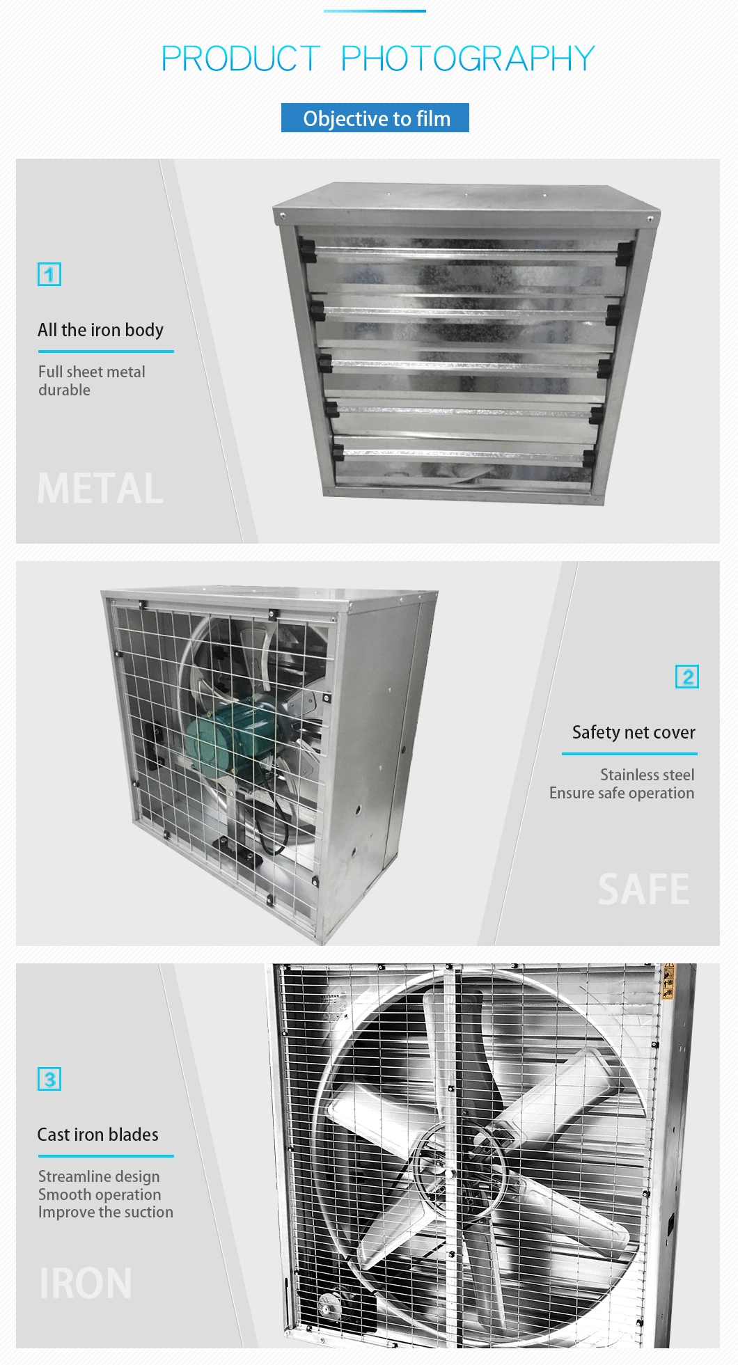 Large Industrial Poultry Ventilation Exhaust Fan Price with Shutter