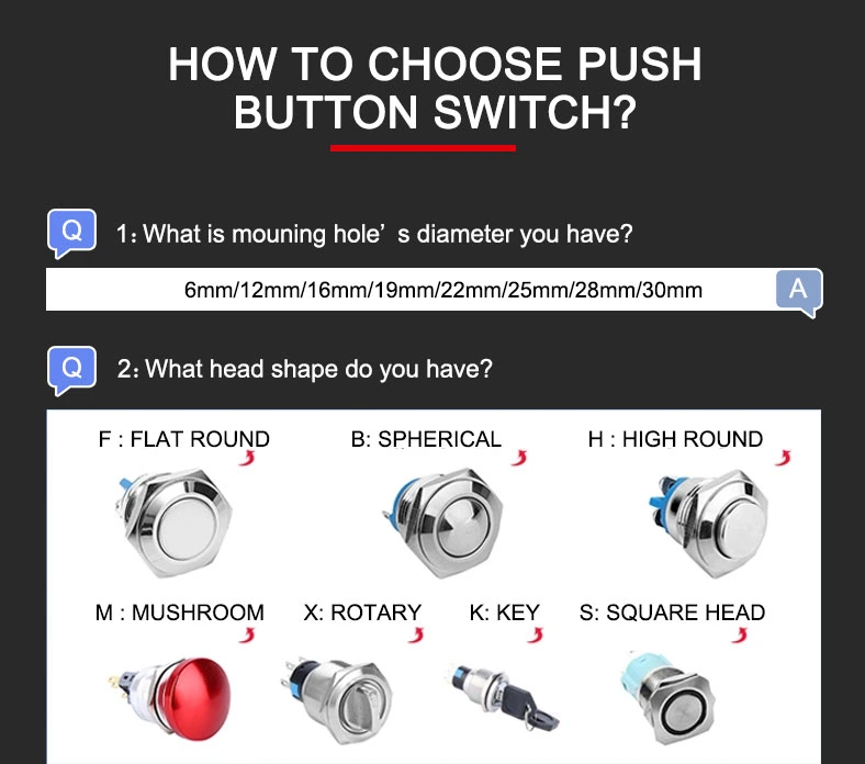 Pushbutton LED Stainless Steel Illuminated Switchmetal Push Button Switch Power Symbol 12V 24V 110V 220V