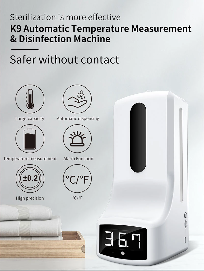 K9 Automatic Temperature Measurement Disinfection Machine Automatic Access Control Thermometers Temperature Infrared Thermometer Automatic Soap Dispenser