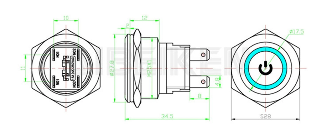 Illuminated 15A Latching Smart Electrical Power Button LED