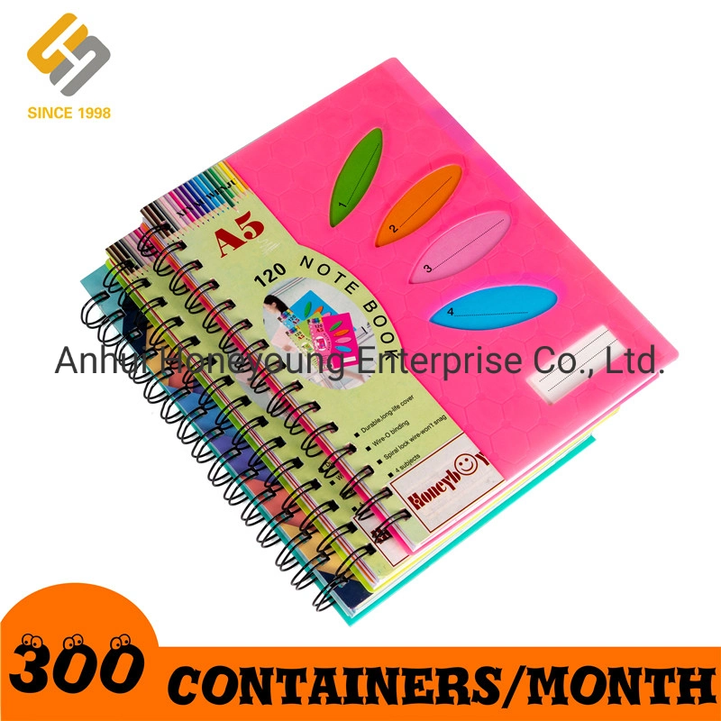 Spiral Notebook with Dividers PP/PVC Cover Exercise Notebooks