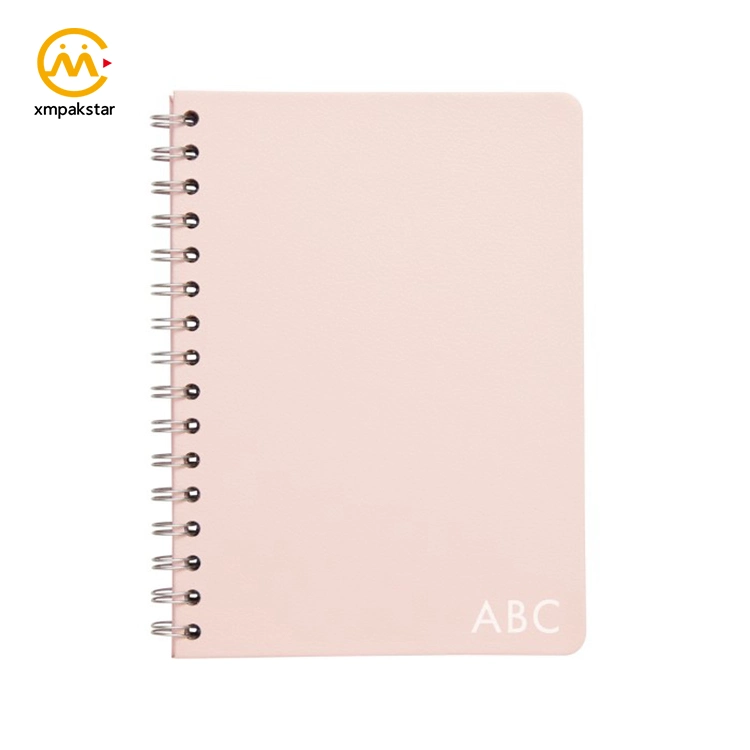 Custom Recycled Pink Paper Cover Wire Spiral Bound Journal Notebook with Logo Print