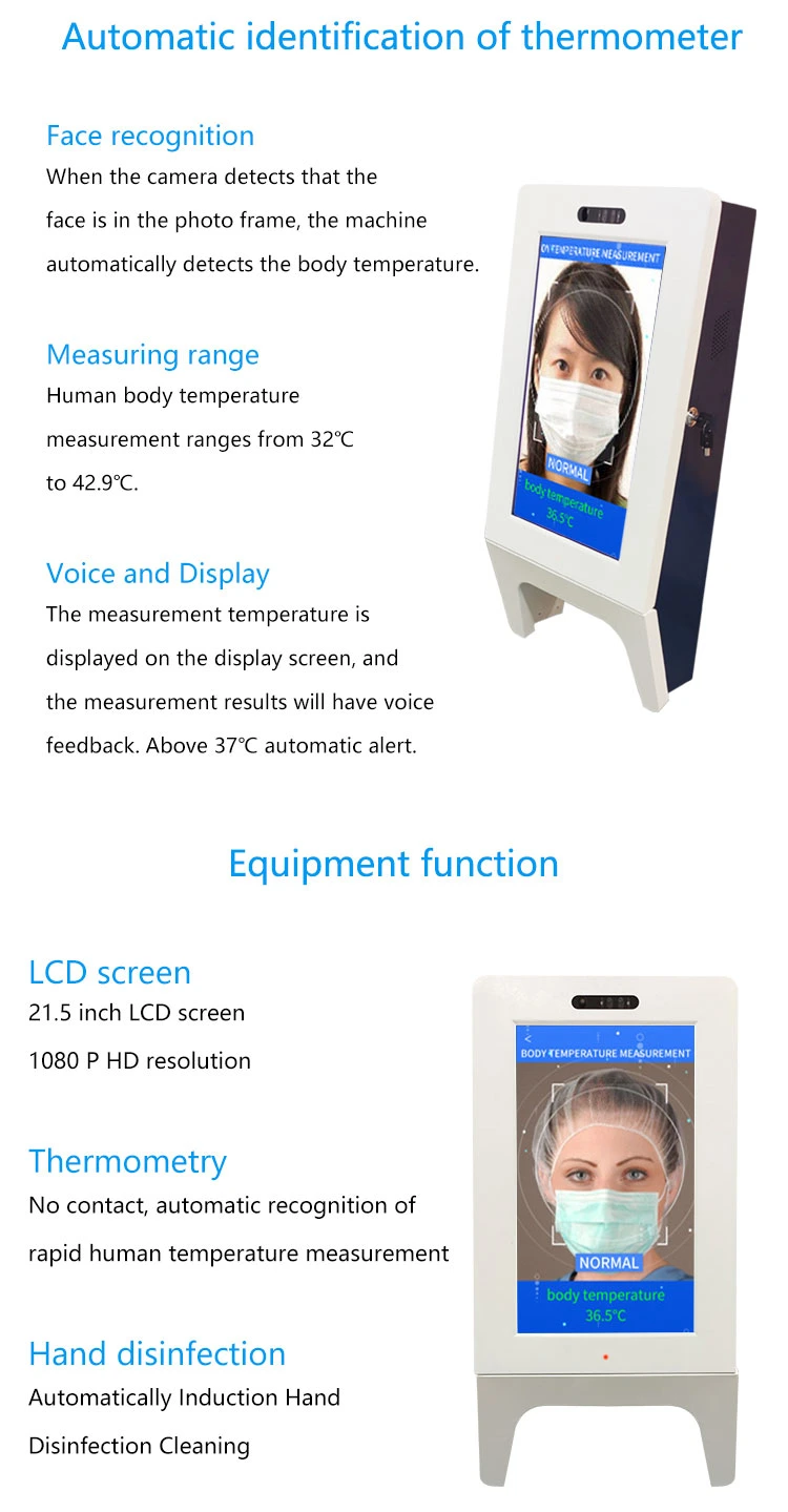 Auto Hand Sanitizer Dispenser and Temperature Sensor Kiosk LCD Display