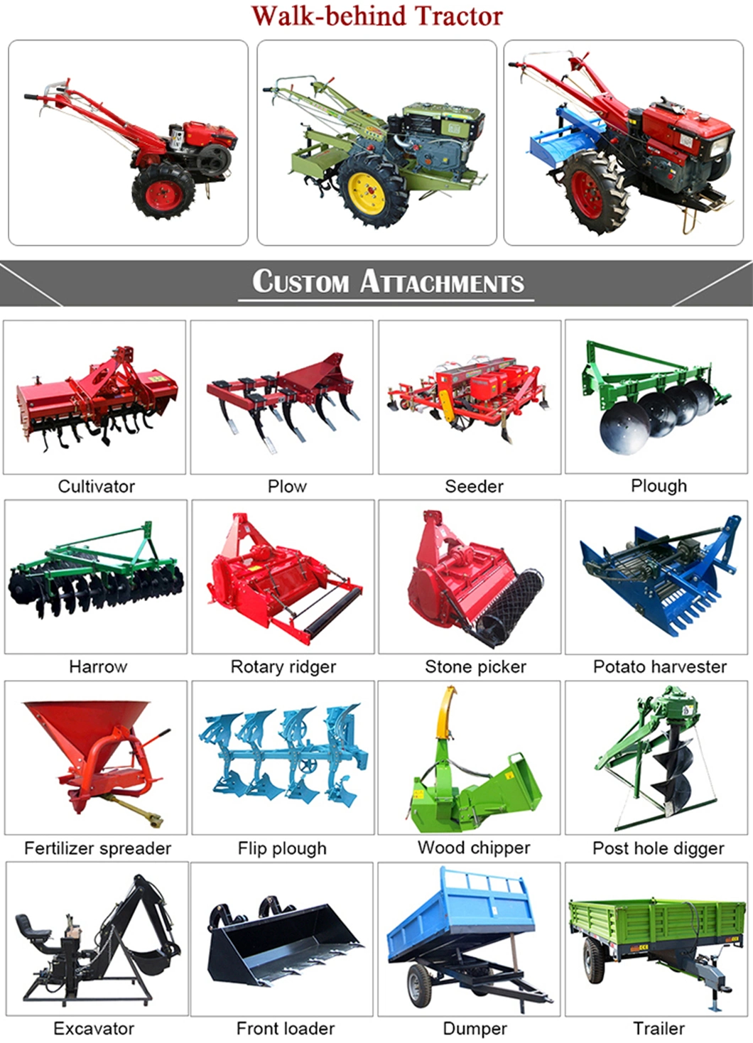 Strong Power Walking Tractor Small Farm Tractor Price Manufacturer