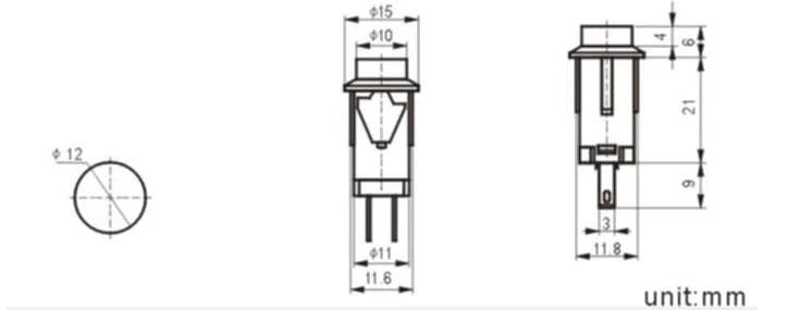 Plastic Push Button Switch Push Button M6 27mm Push Button Switch