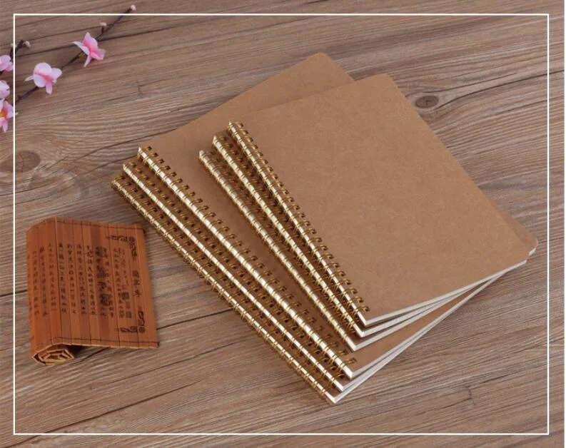 Custom Pages Kraft Paper Spiral Binding Hardboard Cover Notebook
