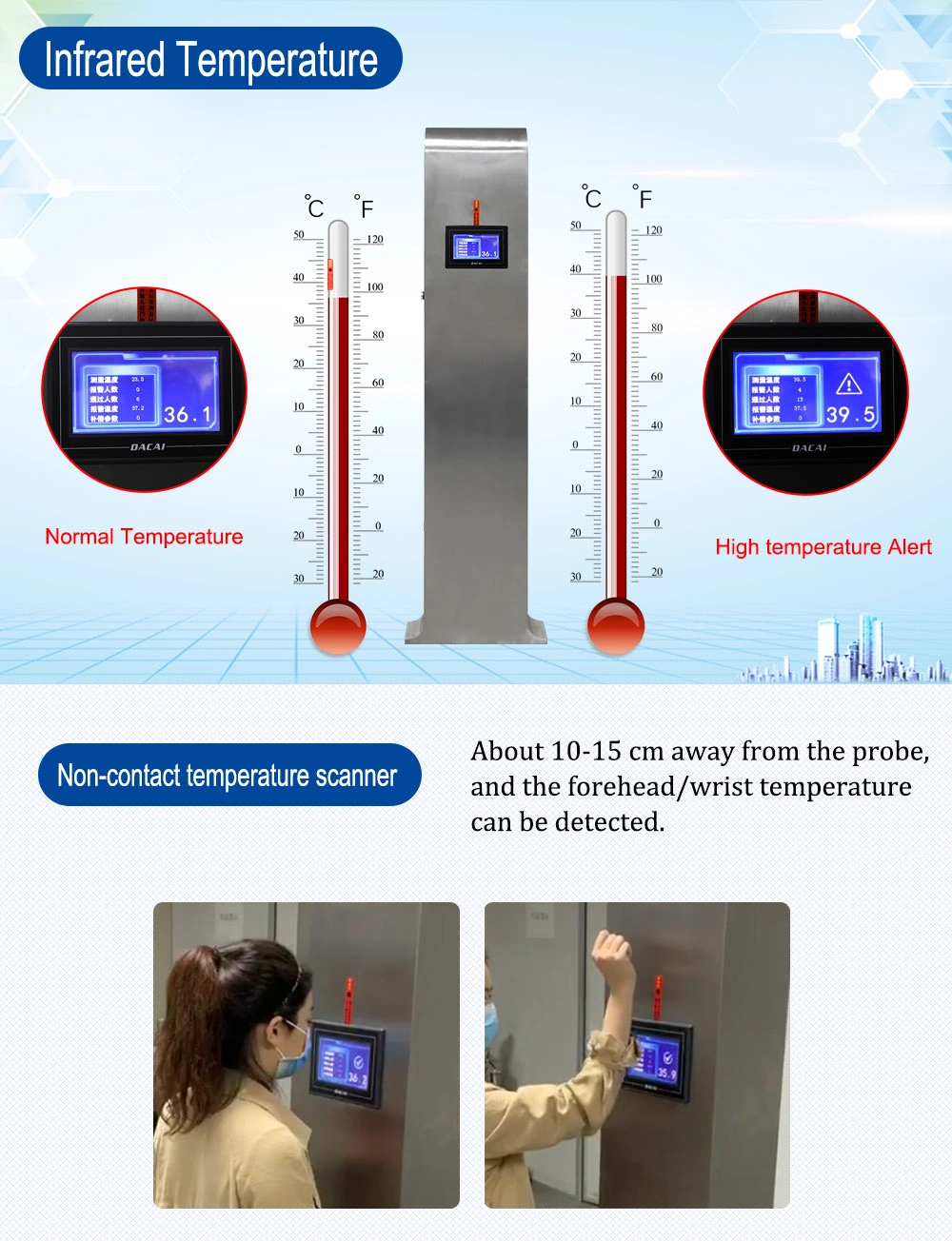 Non Contact Infrared Sensor Body Temperature Auto Scanner Hand Sanitizer