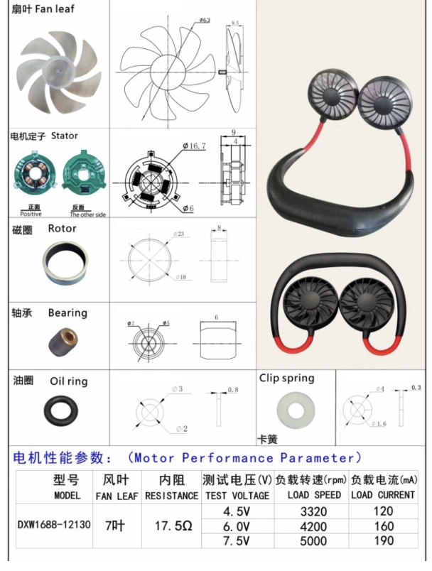 High Speed Micromotor Brushless Electric DC Fan Motor for Electric Mini Neck Fan