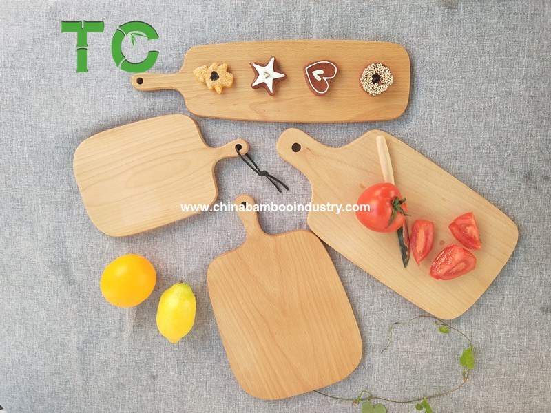 Wholesale Beech Wood Breadboard with Handle Cheese Board Cutting Board Baking Tool