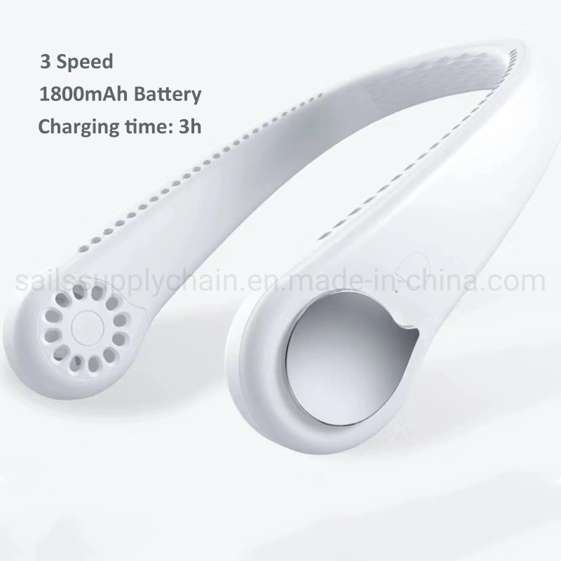 1800mAh Battery Hanging Bladeless Sport Neck Band Fan for Outdoors