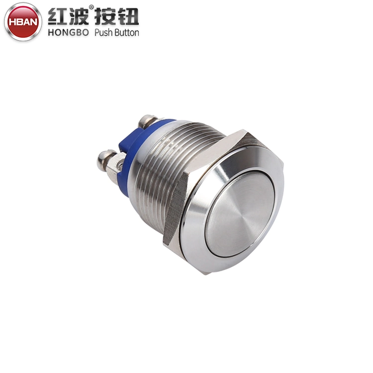 19mm Stainless Steel Anti Vandal Button Switch, Metal Waterproof Momentary Push Button