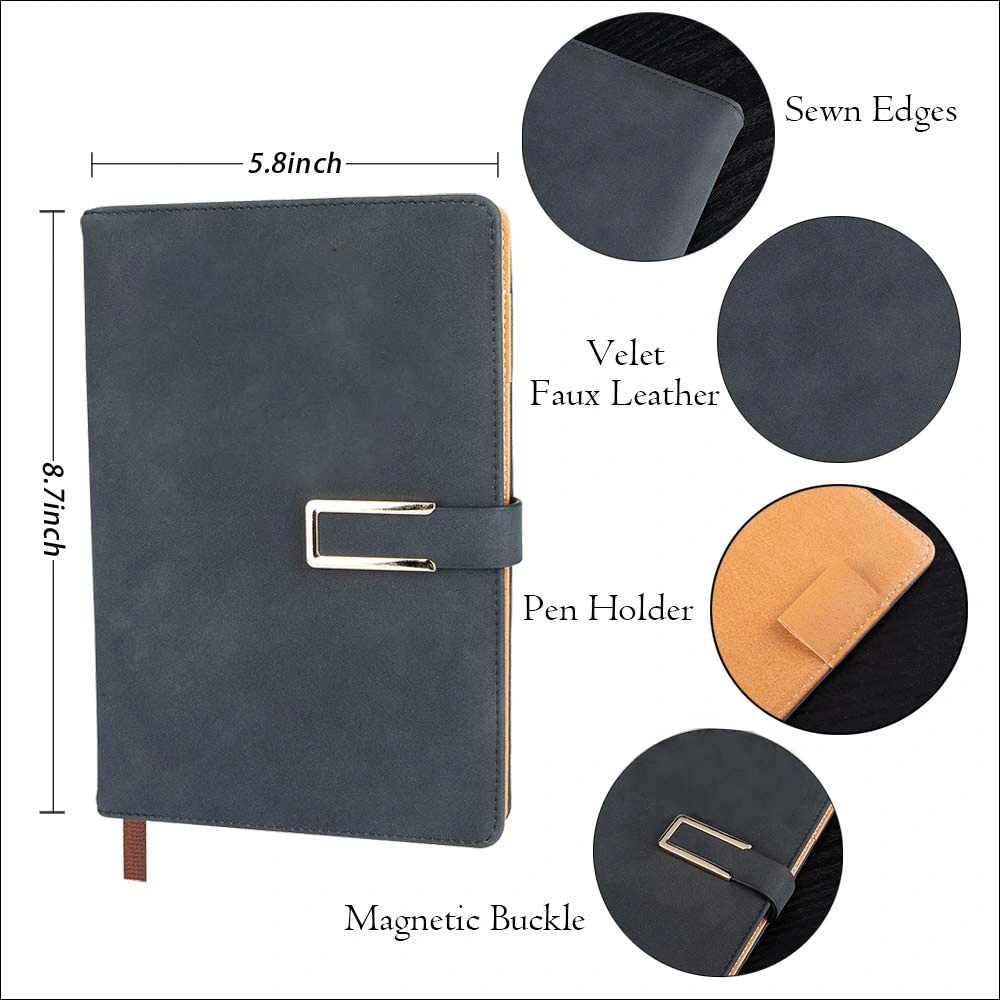 Magnetic Buckle Dot Grid Paper Refillable Journal Faux Leather A5 Notebook