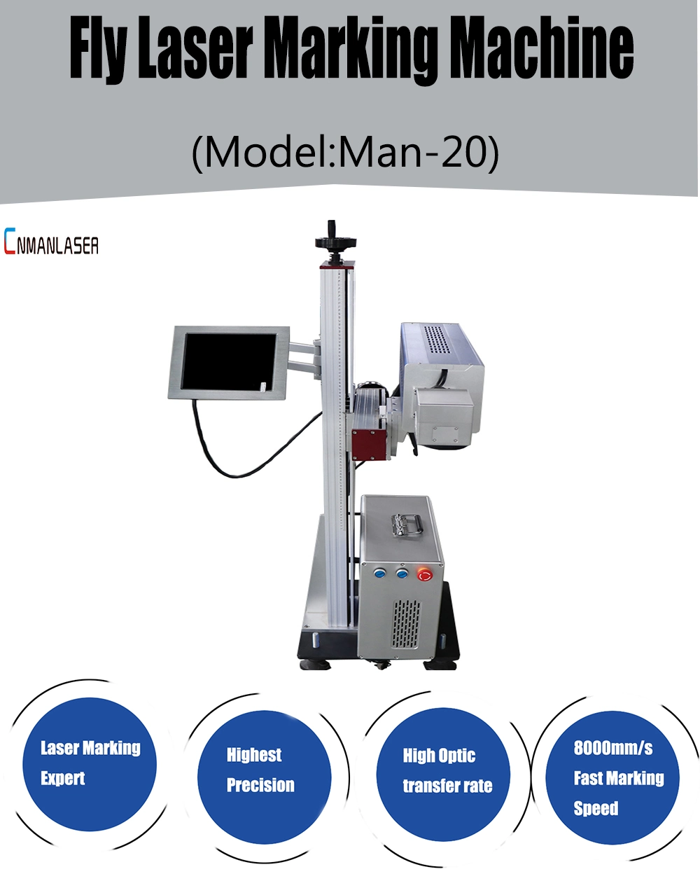 20W CO2 Flying Laser Marking Machine for Cloth Leather Plastic Glass