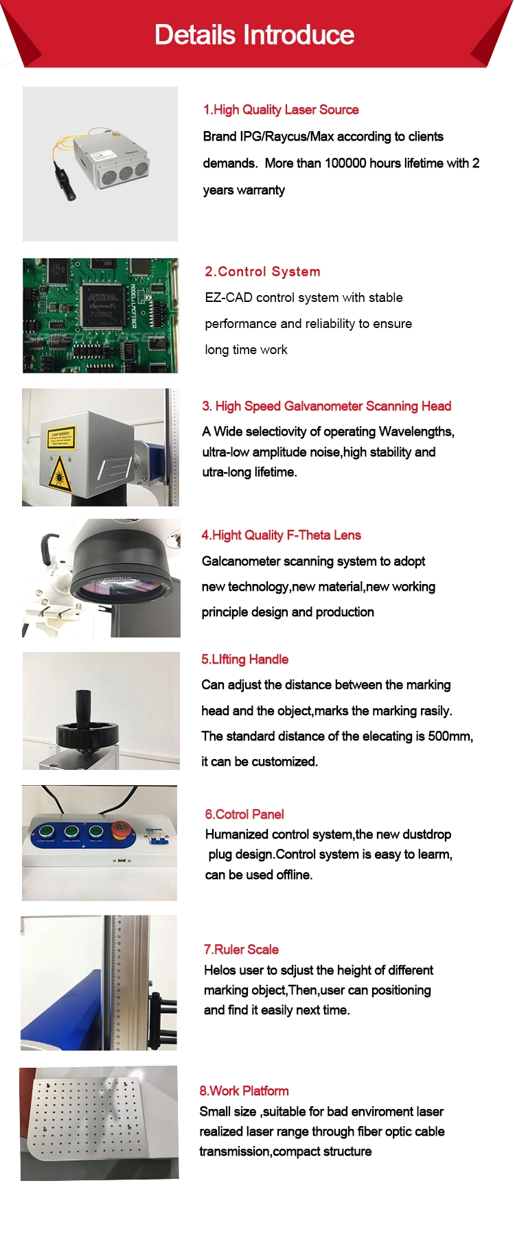 Good Quality 20W 30W 50W 100W Fiber Laser Marking Engraving Machine Laser Equipment for Metal