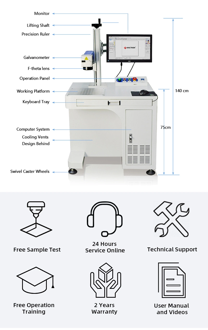 Optic Fiber Laser Marker 50W Mopa Laser Marking Machine for Medical Equipment Coding