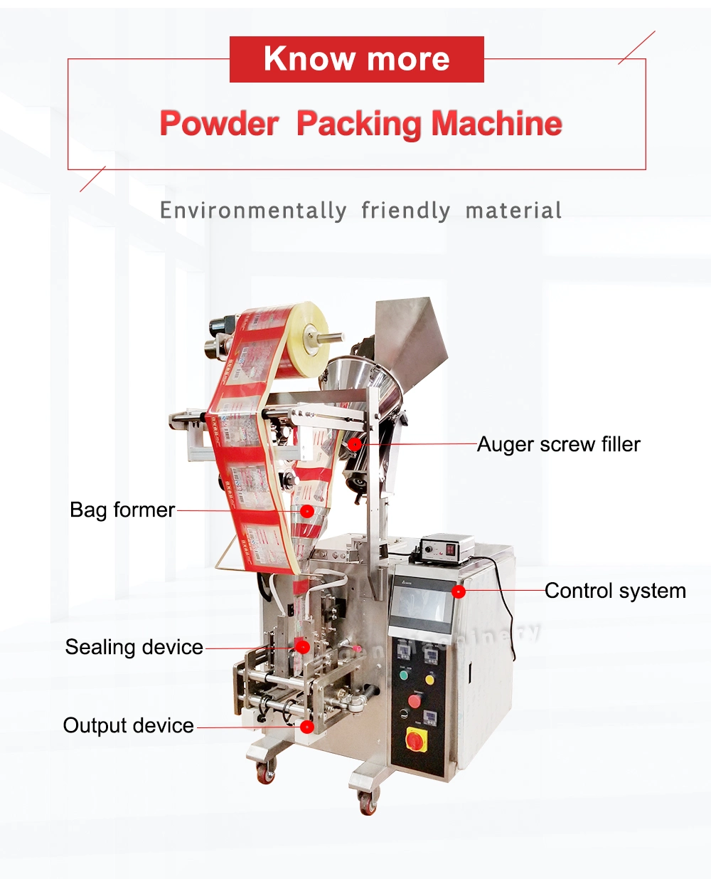 Bg Licorice Powder 3 Side Seal/4 Side Seal Pouch Powder Packaging Bagging Machine