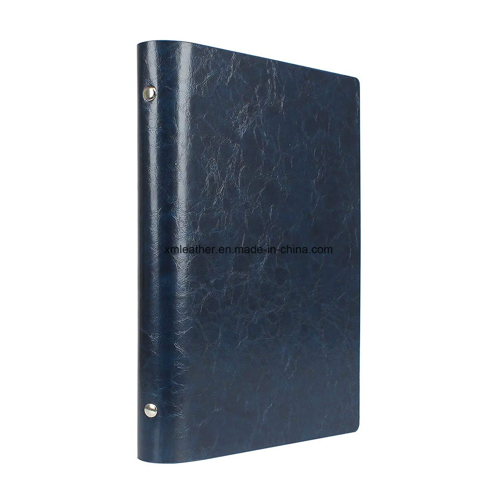 PU Leather Refillable Loose Leaf Notebook with Card Holder