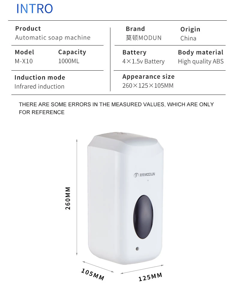 Ce Non Contact Infrared Sensor Sensor Automatic Dispenser Foam Soap Infrared Distributor M-X10
