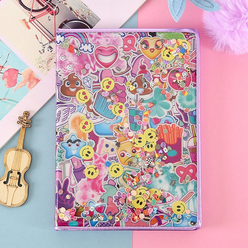 Transparent Soft PVC Cover Notebook with Sequins