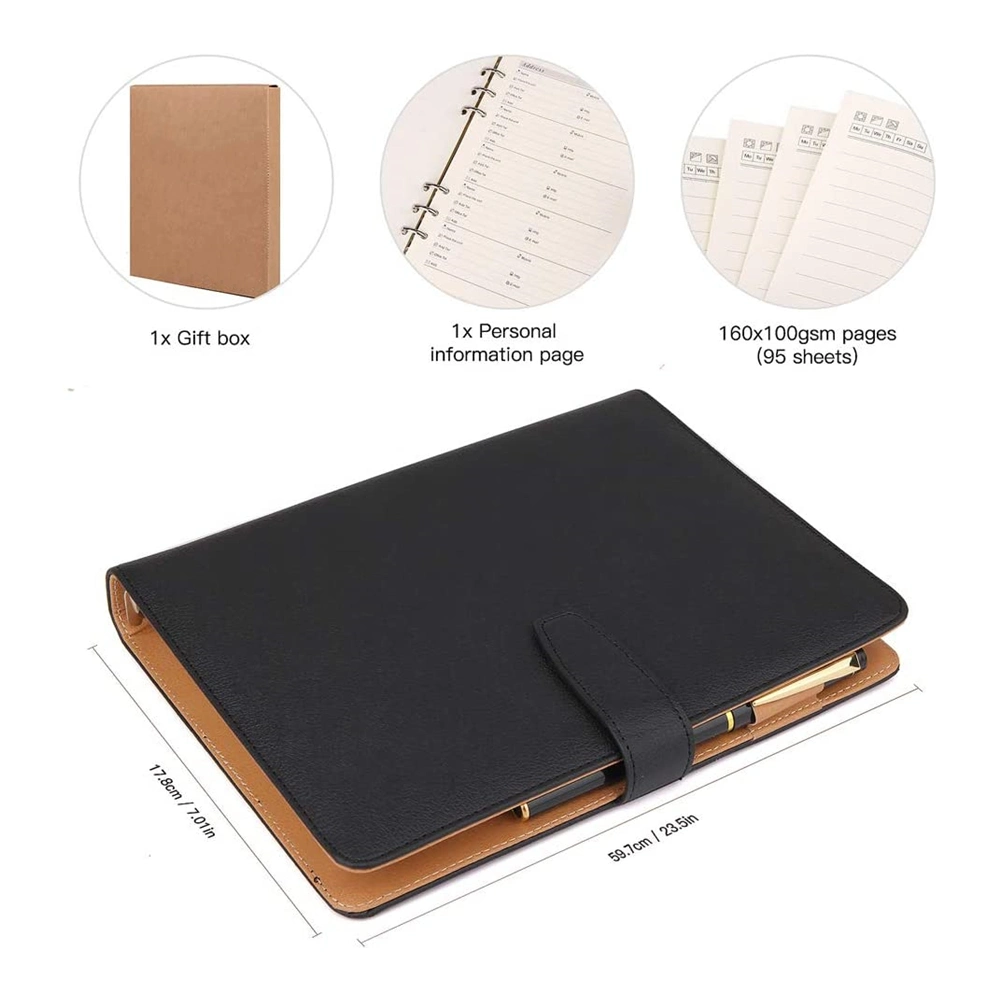 Loose Leaf Binding Hard Cover Diary Custom Writing Organizer Planner Leather Notebook Cover