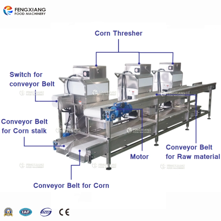 Large Capacity Automatic Sweet Corn Thresher Peeler Cutting Machines Line