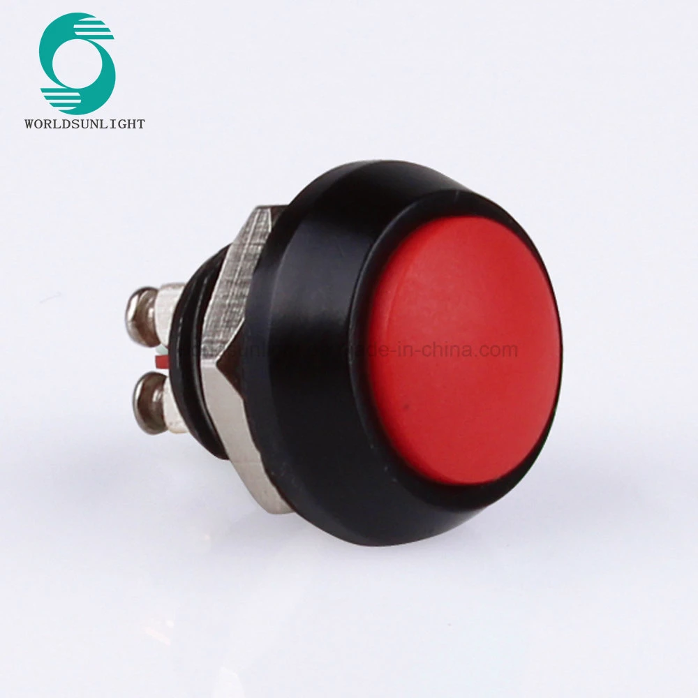 IP65 PBT Material 12mm 2 Screw Terminal 1no Reset Red Push Button Switch