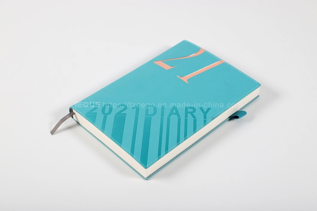Classic Design Lay Flat Journal Perfect Binding A5 Soft Cover Notebook Colorful A4 Custom 2021 Diary Planner with Pen Holder