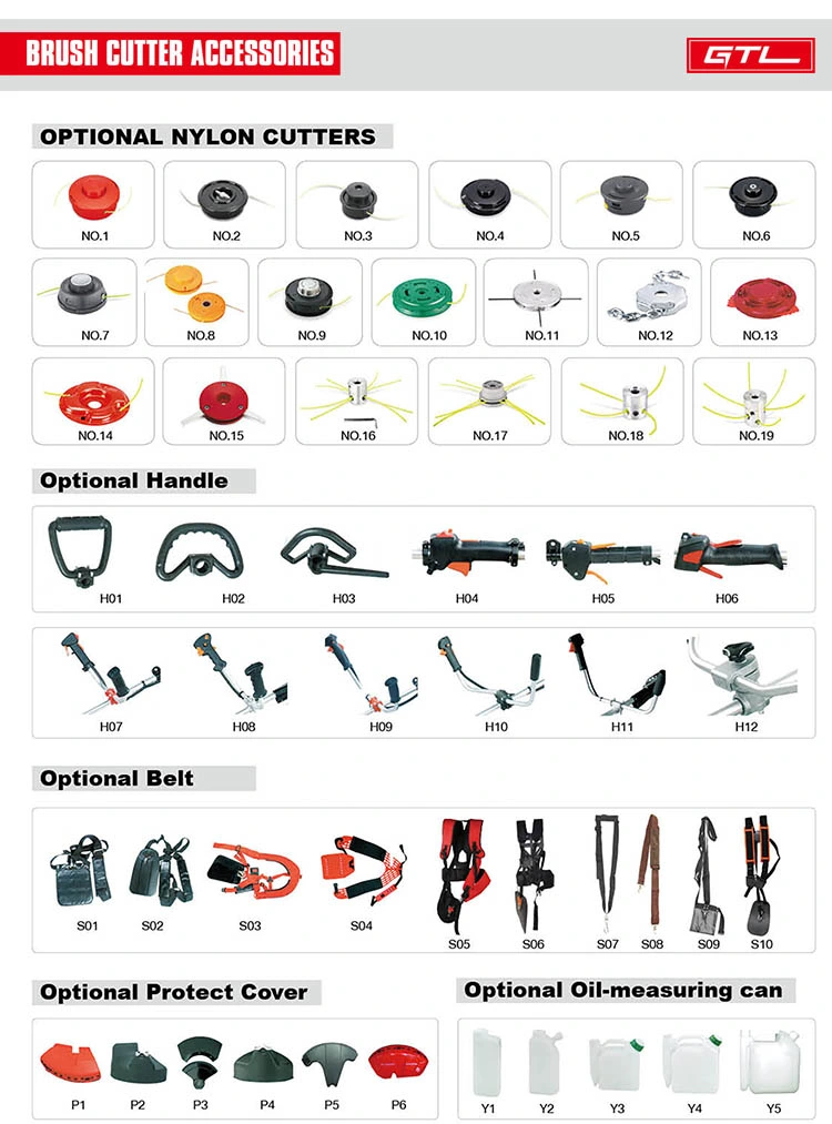 2 Stroke 51.7cc Gasoline Hand Push Mower Brush Cutter Grass Trimmer with Wheels