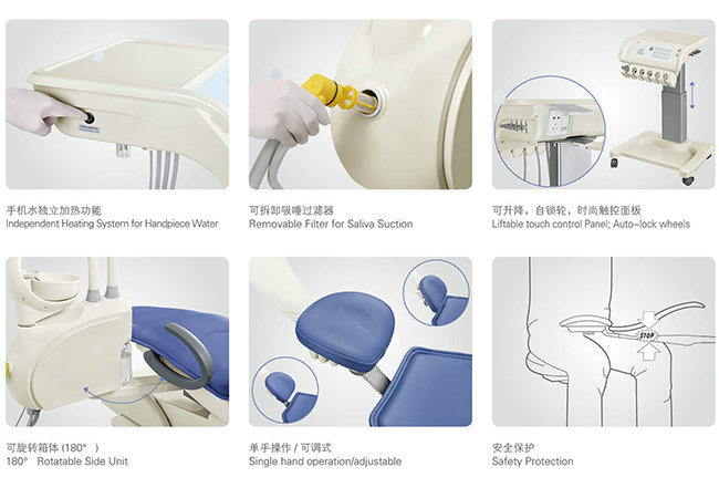 China Factory Right &Left Handed Dental Chair Unit with 3 Memories