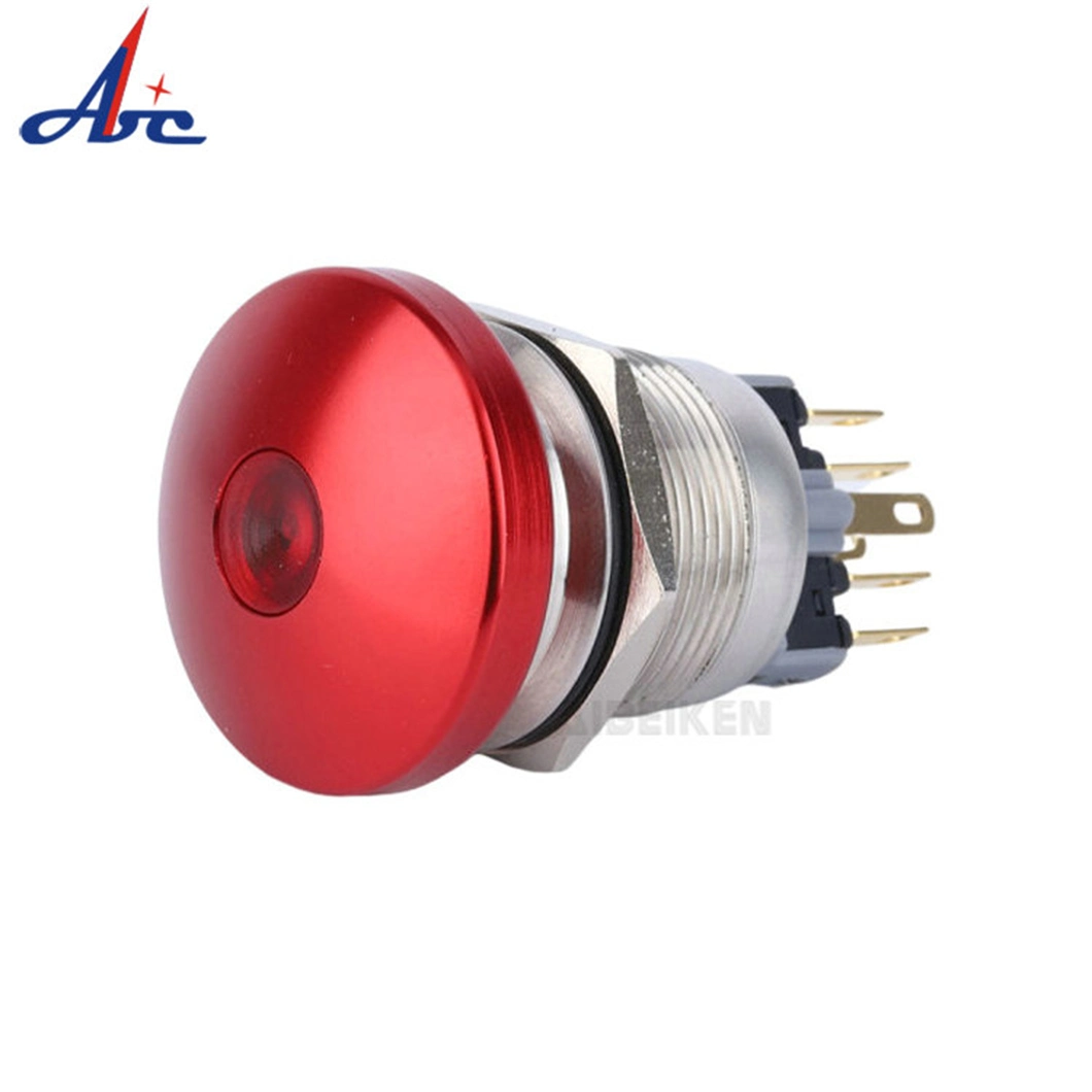 Red Color 12V Illuminated Latching Mushroom Push Button Switch