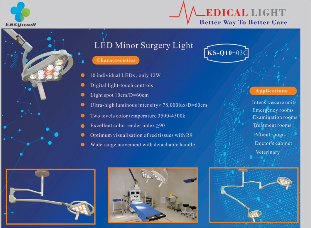 Dual Head Surgical Light Ks-Q10-03c Ceiling LED Operation Light