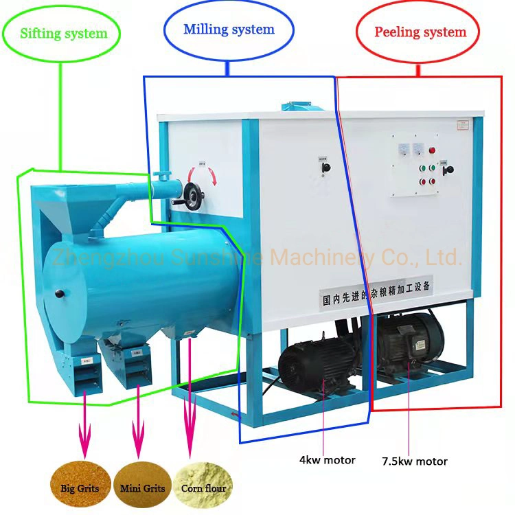 500kg/H Maize Peeling Corn Grits Flour Corn Grits Making Machine