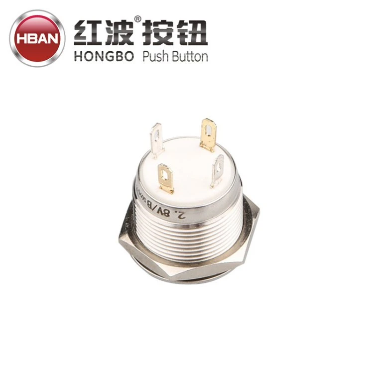 16mm High Round Ring Illuminated Momentary 1no Metal Push Button Switch, Pushbutton Switch