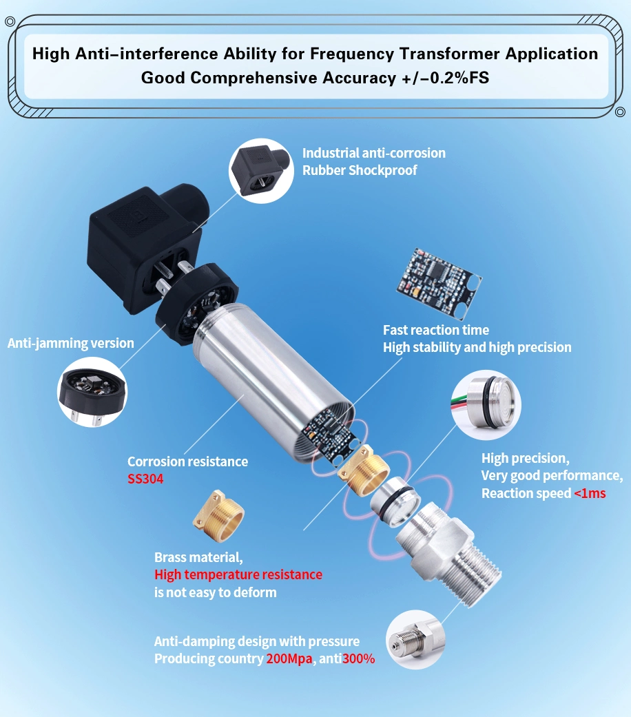 High Accuracy 0.2%Fs Pressure Sensor Transducer High Temperature Pressure Measurement