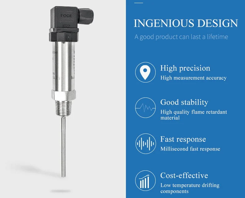 Hydraulic Oil Temperature Transmitter Stainless Steel 4-20mA Boiler Water Temperature Sensor