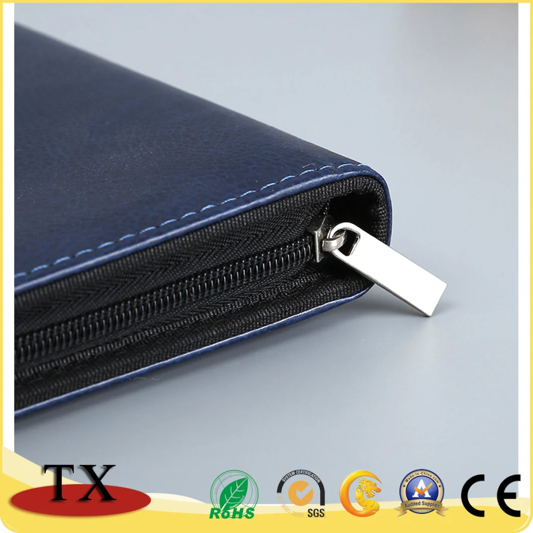 Business PU Leather Hardcover Loose-Leaf Journal Notebook with Zipper