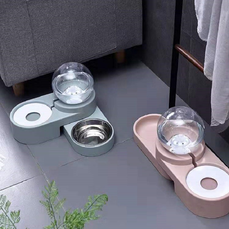 Pet Large Automatic Drinking Fountain and Food Bowl, Pet Water Dispenser with Mouth Separator Esg12374