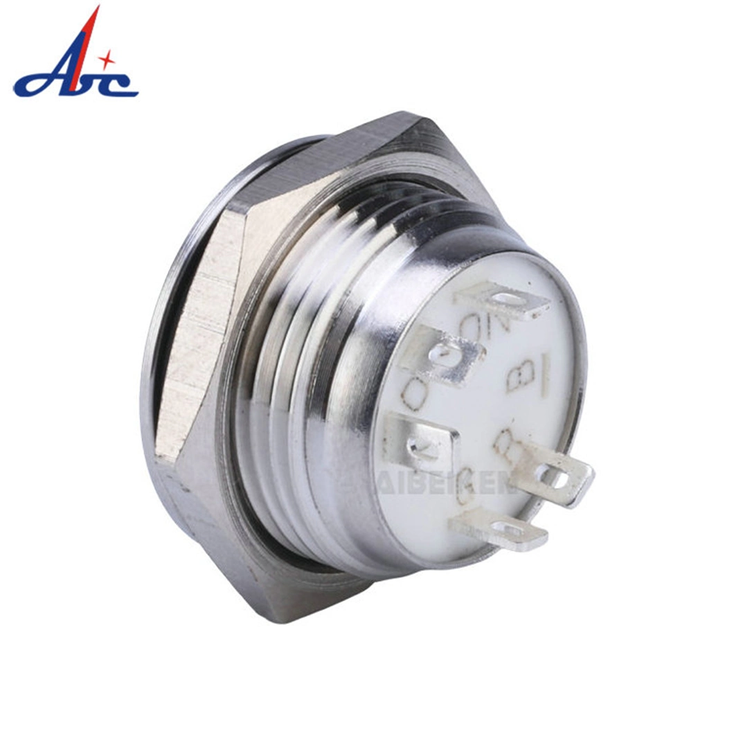 Short Type 6 Pin RGB Tri-Color LED 19mm Momentary Switch