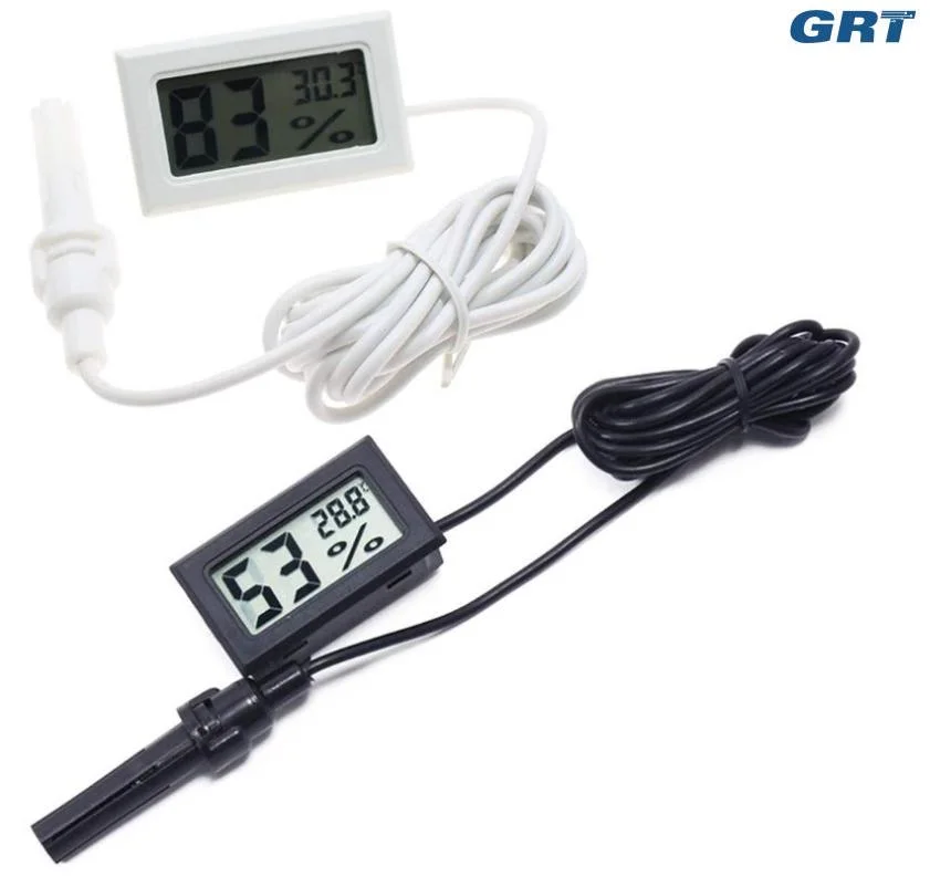 Mini Digital Display Hygrometer with Inlaid Electronic Temperature and Hygrometer with 1.5m Temperature Sensing Rod