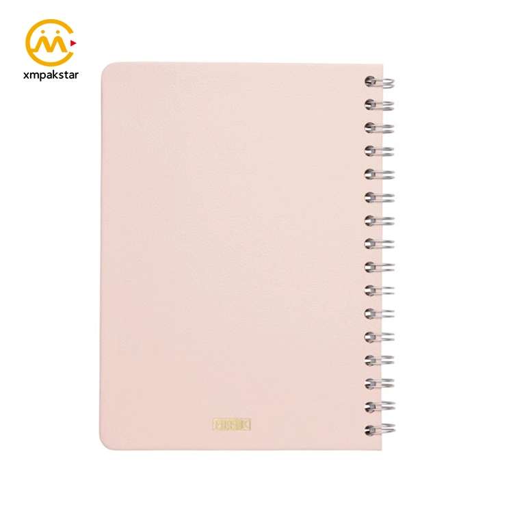 Custom Recycled Pink Paper Cover Wire Spiral Bound Journal Notebook with Logo Print