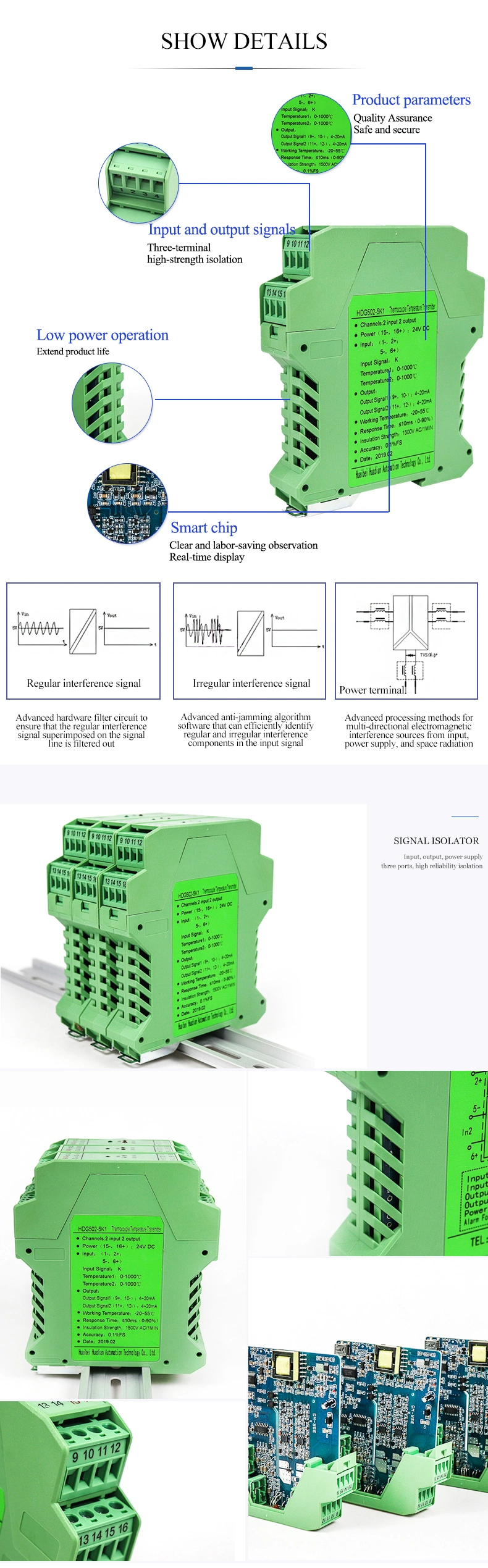 Resistance Signal Converter Rtd Signal Isolator Industrial Temperature Sensor 4-20mA