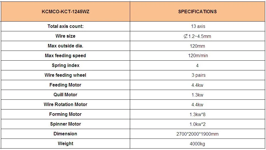 KCMCO-KCT-1245WZ CNC Camless Versatile Spring Forming Machine&Spiral/Tension/Torsion Spring Making Machine
