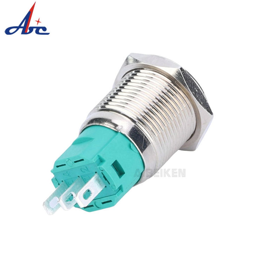 16mm Elevator Electrical 3 Pin Momentary Start Stop Metal Push Button Switch for Kitchen Hood