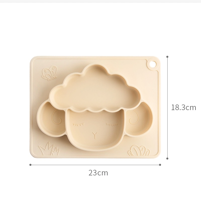 Baby Silicone Dining Plate Cartoon Tableware Set Children Feeding Bowl Plate Anti-Fall Tray Baby Plate